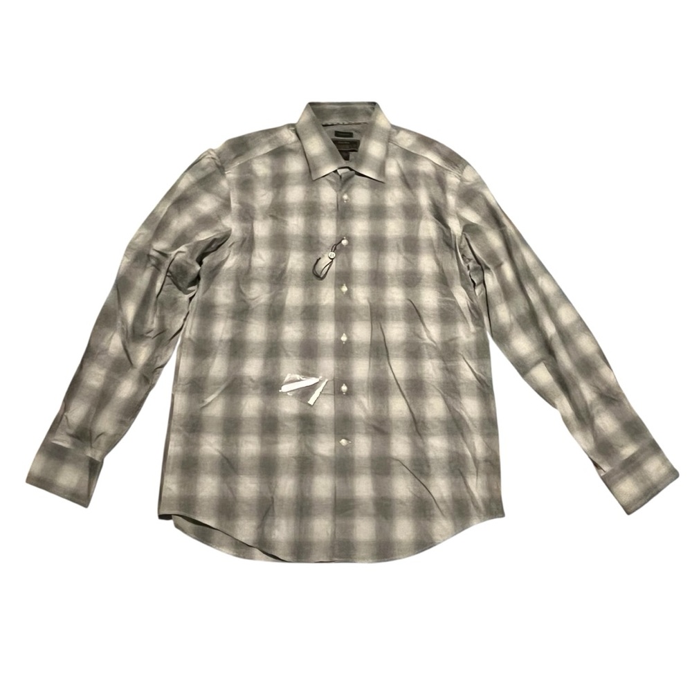 NWT JOS. A. Bank RESERVE Tailored Fit Men's Gray Plaid Shirt Size‎ Large